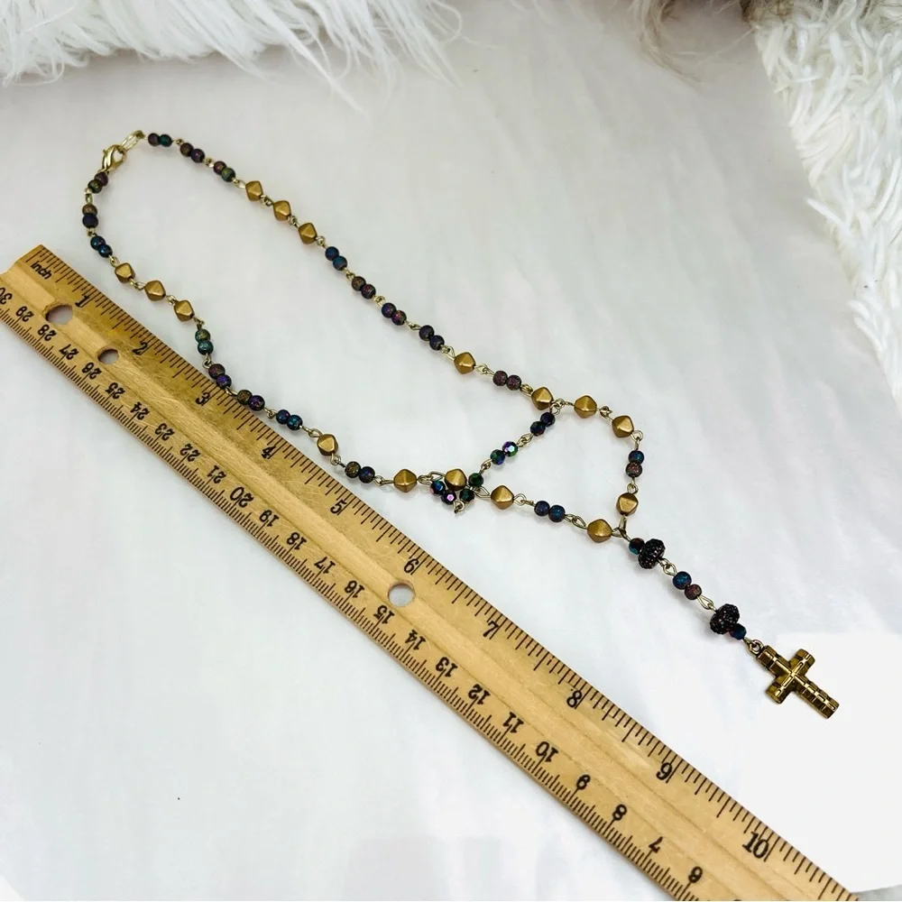 Beautiful, lightweight, multicolor, reflective bling, cross pendant necklace